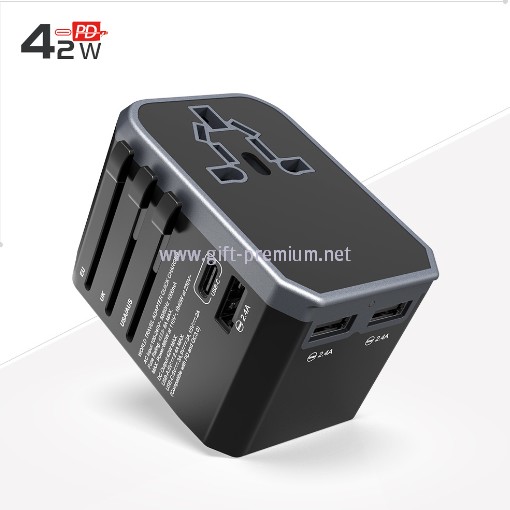 Type C + 3 USB Travel Adapter (Fused)